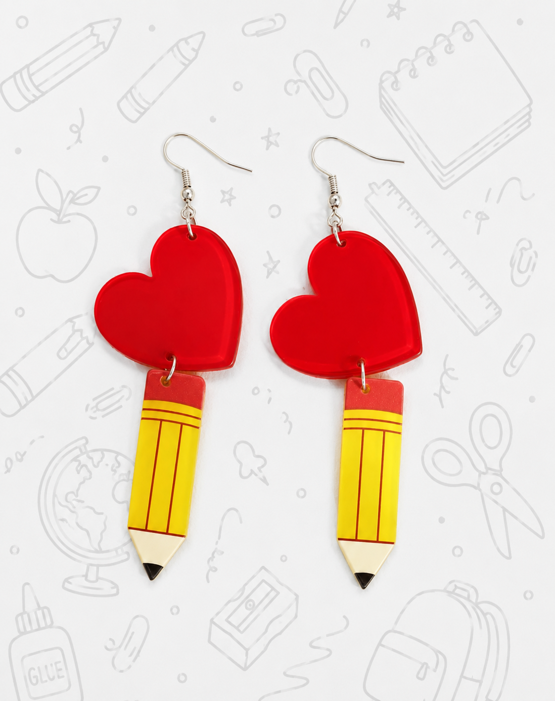 Aretes corazón lápiz