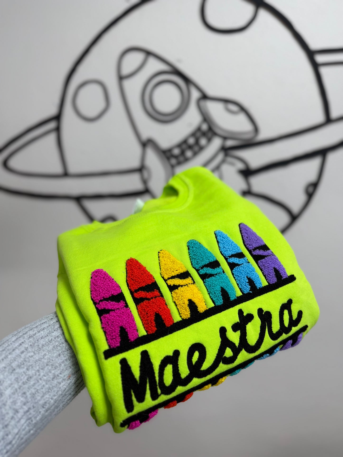 Sudadera crayolas verde fosfo