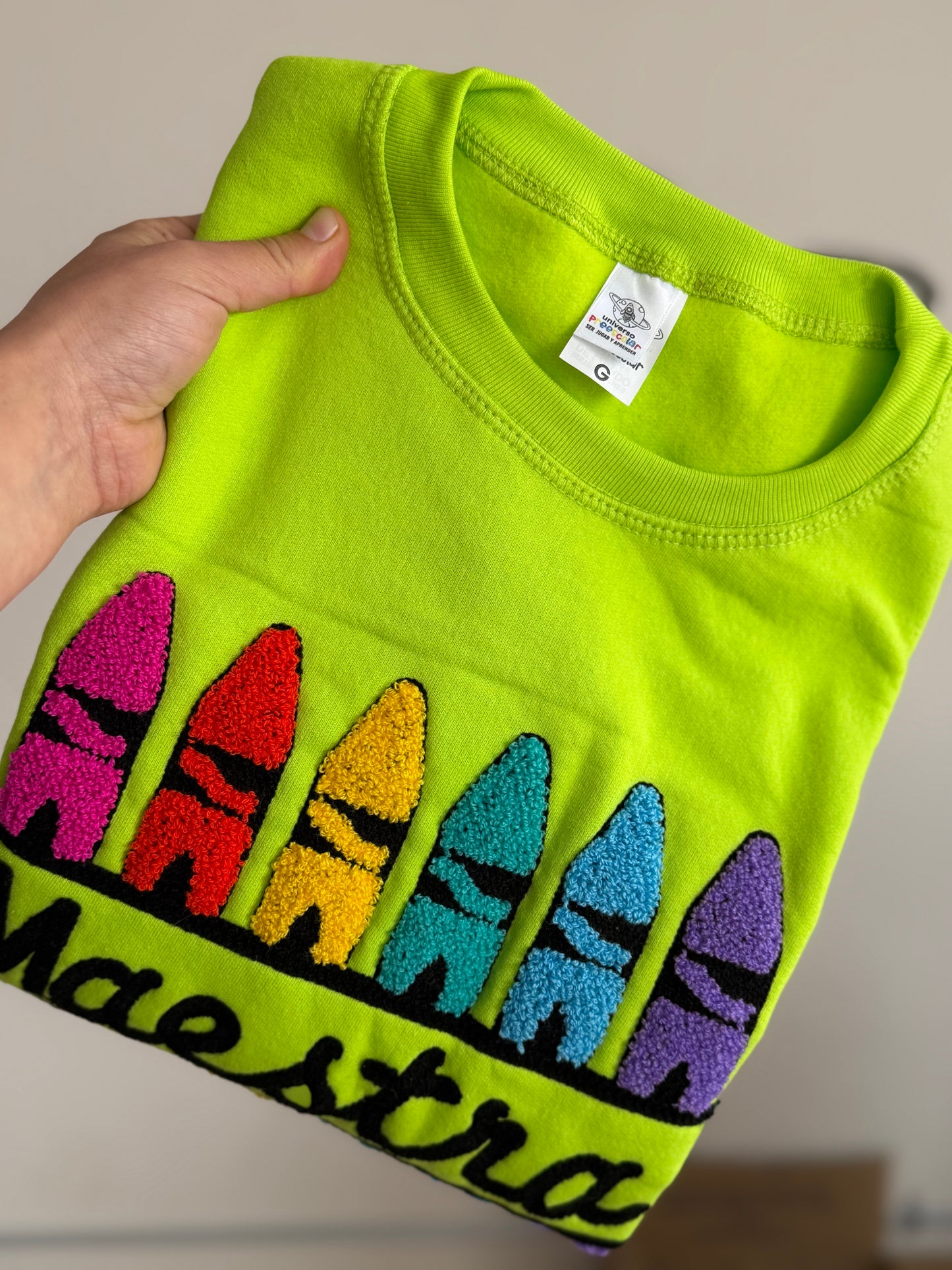Sudadera crayolas verde fosfo