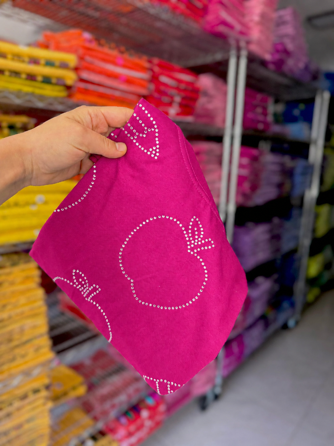 Playera Teacher shine fucsia