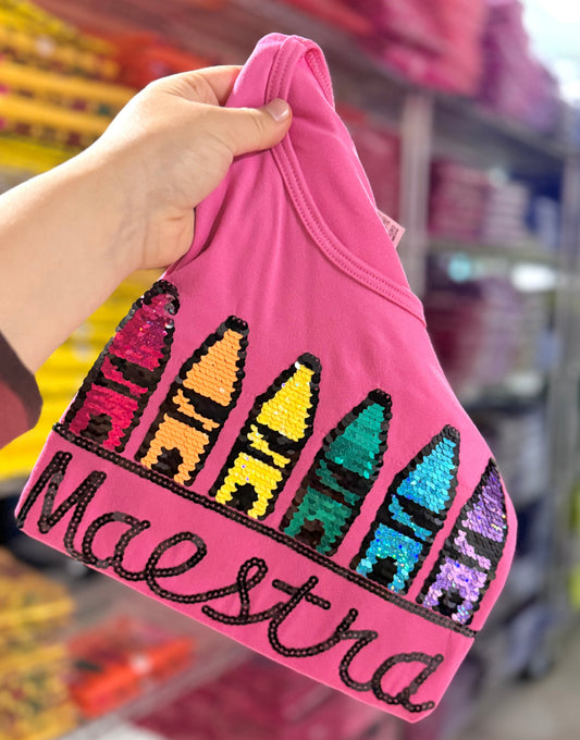 Playera crayolas rosa fresa