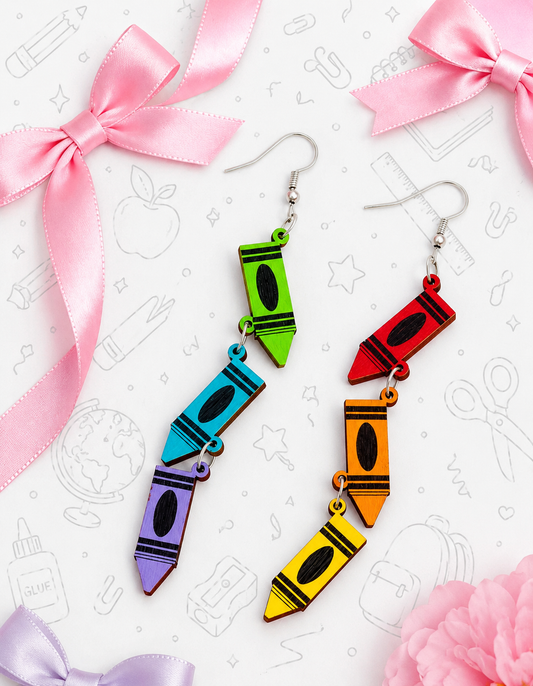 Aretes crayolitas de colores