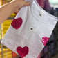Playera corazones rosas de lentejuela