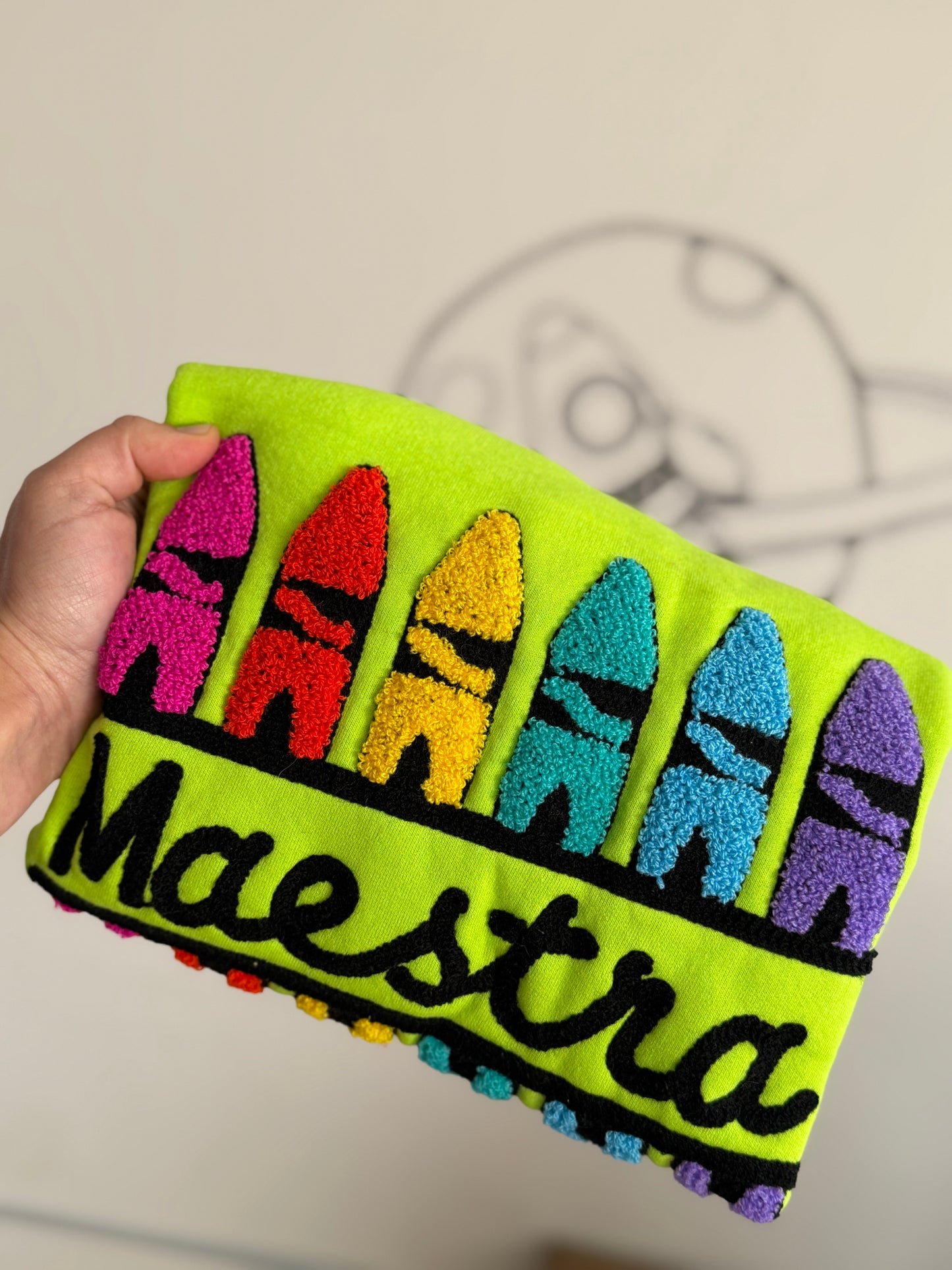Sudadera crayolas verde fosfo